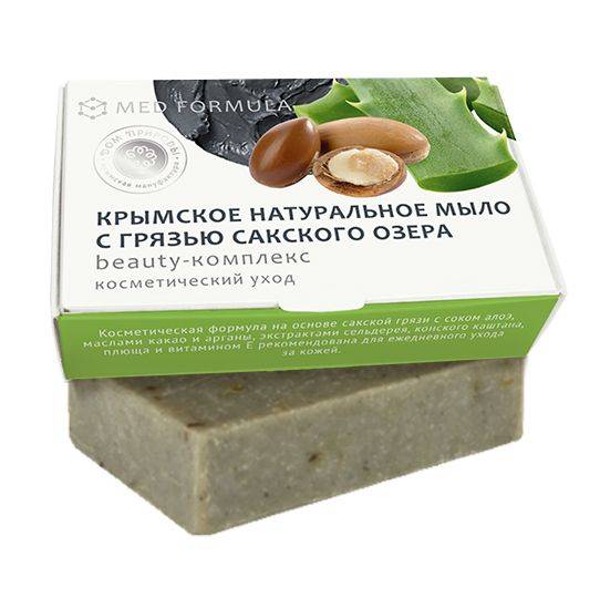 Купить онлайн Крымское натуральное мыло на основе грязи Сакского озера BEAUTY-КОМПЛЕКС, 50г в интернет-магазине Беришка с доставкой по Хабаровску и по России недорого.