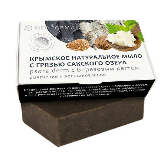 Купить онлайн Крымское натуральное мыло на основе грязи Сакского озера PSORA-DERM, 50г в интернет-магазине Беришка с доставкой по Хабаровску и по России недорого.